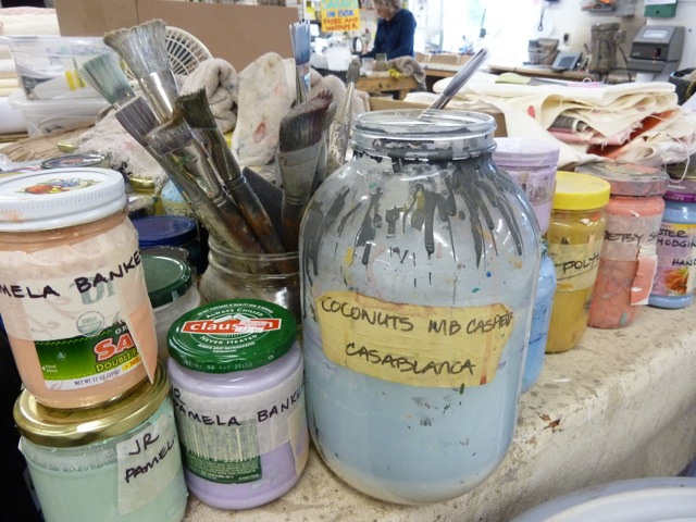 Peter Fasano work bench Peter Fasano paints at his Great Barrington studio