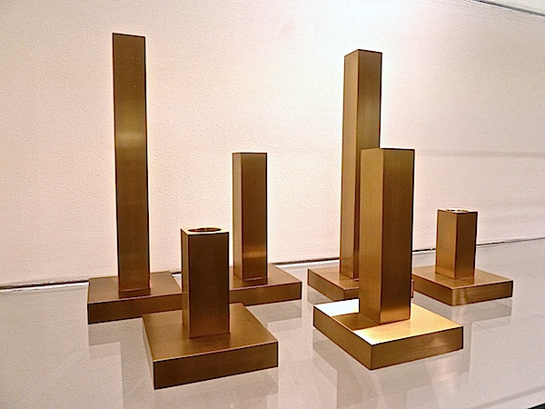 Calvin Klein Home Pillar gold candlesticks Calvin Klein Home