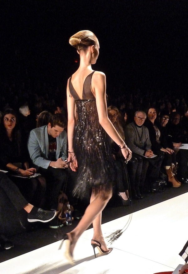 Chado Ralph Rucci knitted paillette dress with feathers Ralph Rucci