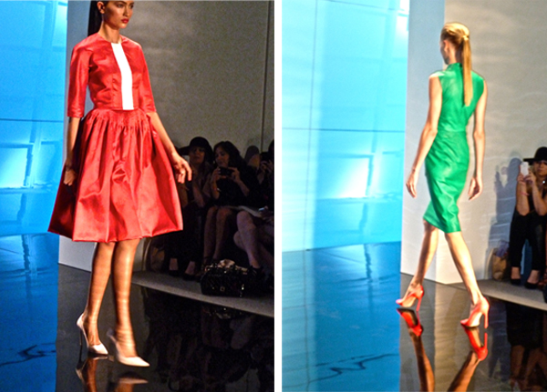 Reem Acra bright colored leather dresses Reem Acra