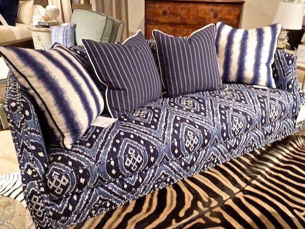 Sibilla Drexel Heritage sofa blue colorway mix at Drexel Heritage