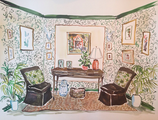 Sister Parish sketch for the Rooms with a View vignette