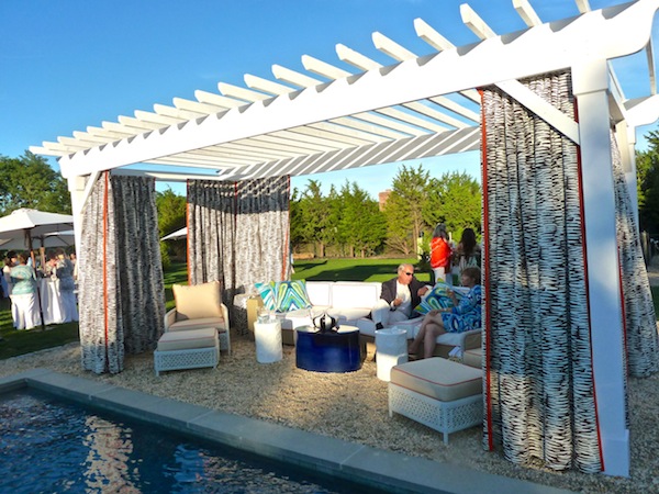 Tara Seawright designed pergola with Trina Turk for Schumacher curtains 2012 Hampton Designer Showhouse