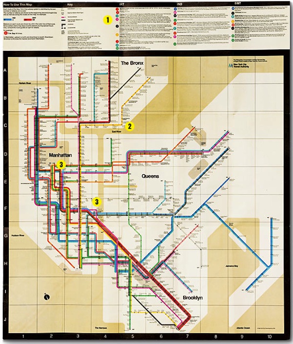 Vignelli 1972 subway map Massimo Vignelli NYC subway map