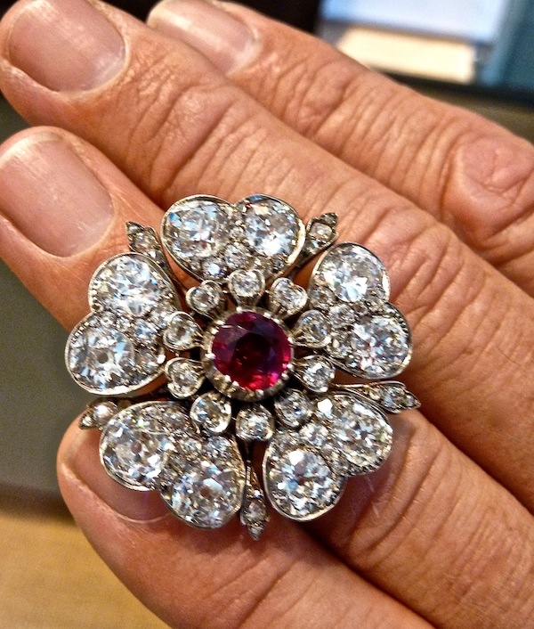 antique ruby and diamond flower ring Greenwich jewelry