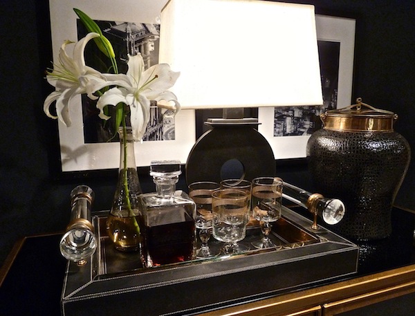 black tablescape Bernhardt vignette