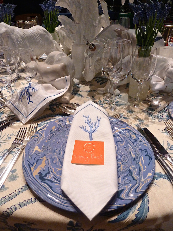 creel and gow napkin at Lenox Hill table Lenox Hill Neighborhood House Gala