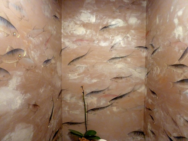 de Gournay Fishes in powder room of NYC showroom de Gournay