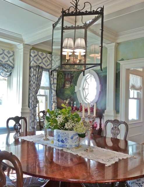 Dining room table in Diamond Baratta designed house High end luxury home in Connecticut