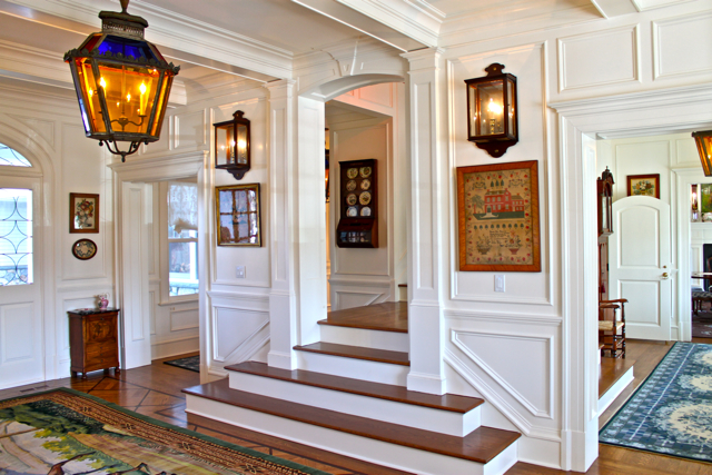 Front stairs in Diamond Baratta designed Connecticut house