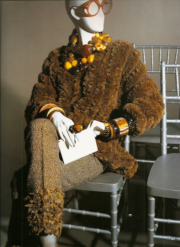 Iris Apfel in amber from Rare Bird of Fashion by Eric Boman Iris Apfel talk with Dara Caponigro of Veranda at Sothebys