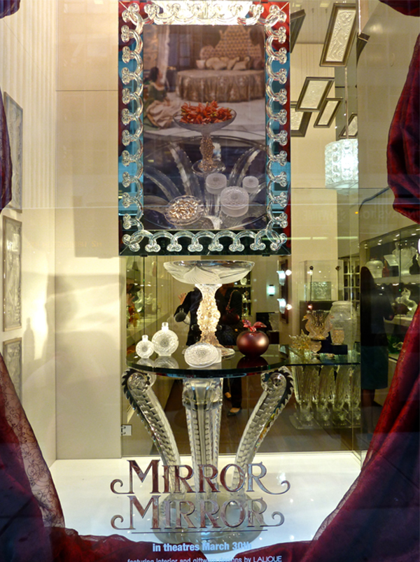 lalique-window-cactus-table Lalique Madison Avenue NYC boutique window with Mirror Mirror display