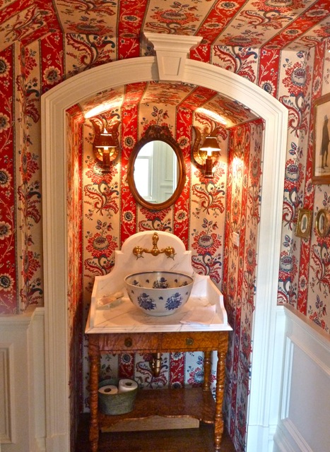 Powder room in Diamond Baratta designed house Powder room in luxury custom home in Connecticut