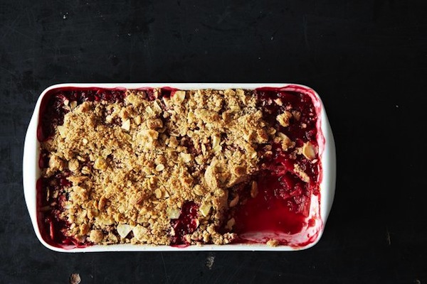 rhubarb cherry hibiscus crumble via food52 provisions provisions