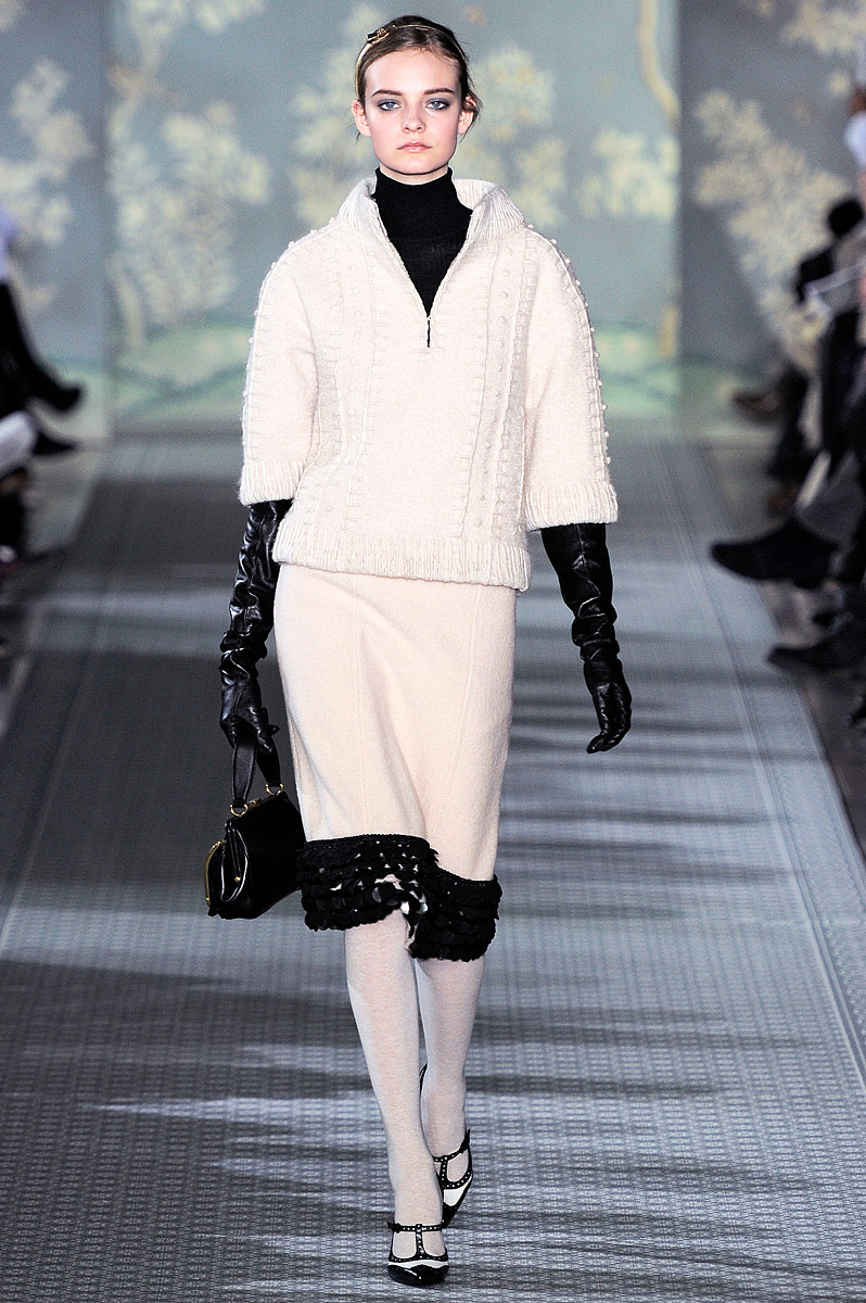 Tory Burch knit cardigan and tulle ruched skirt