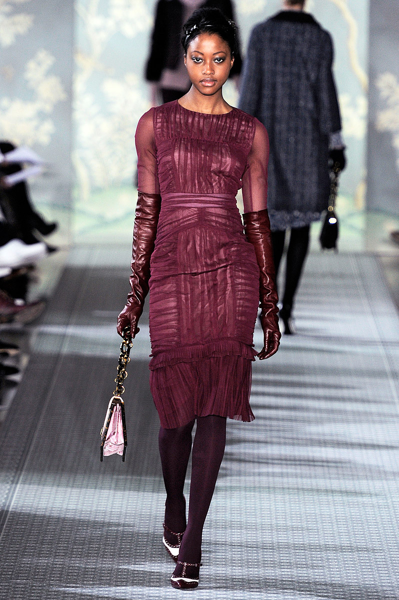 Tory Burch fall 2012 tulle and chiffon ruched dress