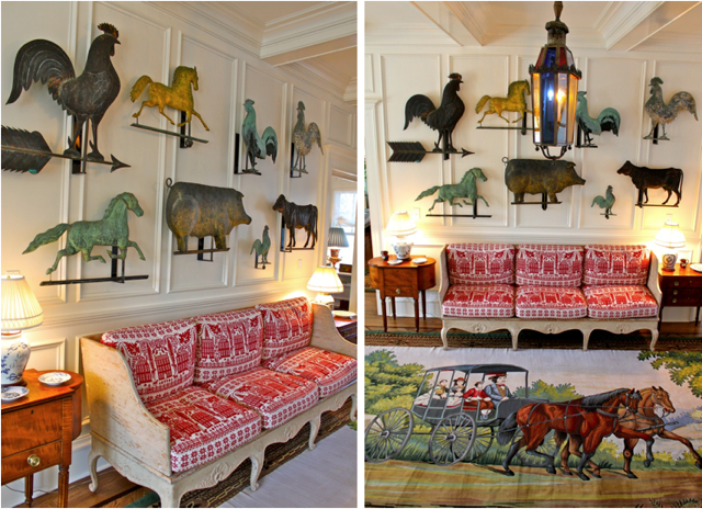 Antique weathervane collection Diamond Baratta designed house in Connecticut