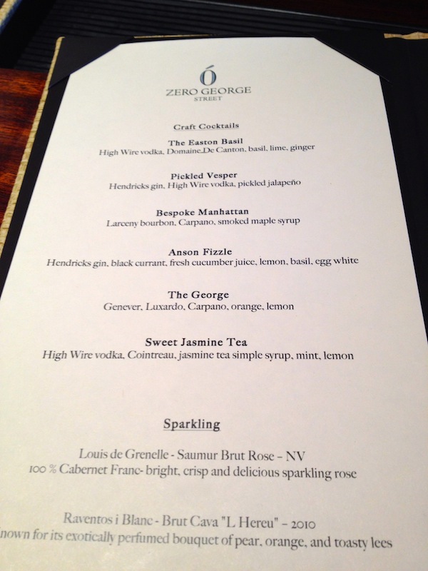 zero george cocktails eating in charelston